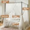 Elegant Adult 4-Corner Canopy Bed Frame with Curtains and Mosquito Net, Black Aluminum Alloy, Gray, Twin view 3