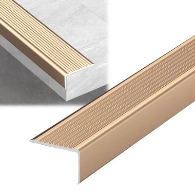 IkErna L-Shaped Stair Edge Protector, Anti-Slip Nosing, Gold, 30 mm Wide