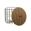 NATWEE 20 in., 17 in. H Brown Metal Storage Baskets with Wood Lids, 2-Piece, It's so Kind of You view 3