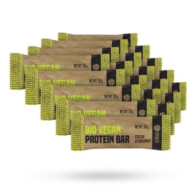 VanaVita Organic Protein Bar - Vegan, High in Plant Protein, Gluten-Free, GMO-Free, Lactose-Free (50 g, 1-pack, Cocoa and Coconut)