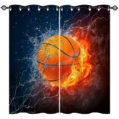 ANHOPE Basketball Flame Blackout Curtains, 2-Piece Set, 138 x 168 cm