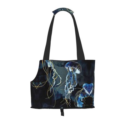 Small Dog Carrier Sling, Blue and Gold Jellyfish
