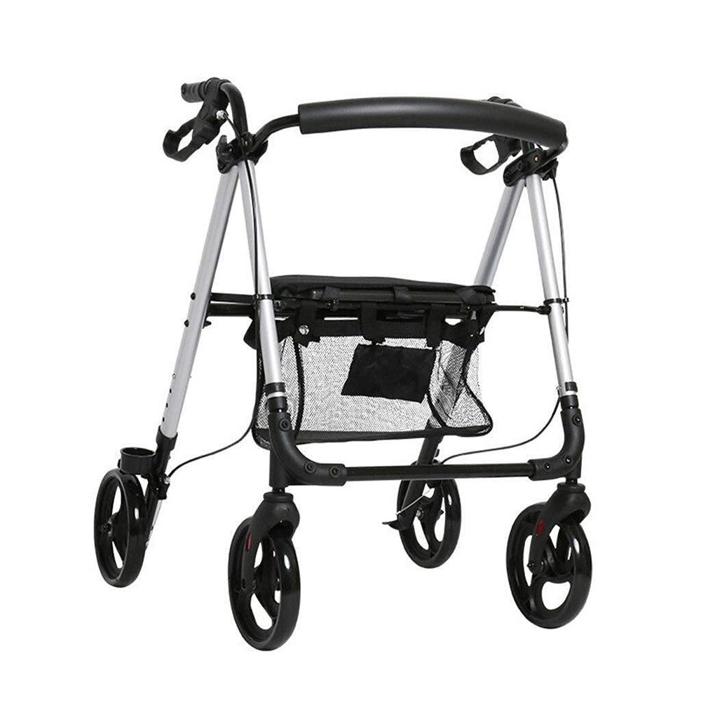 Foldable Rollator Walker with Wheels, Brakes, and Seat