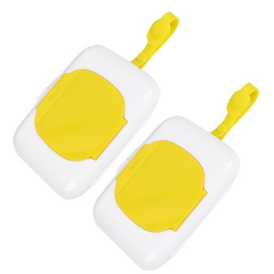 LIFKOME 2-Pack Yellow PP Wet Wipe Cases, Portable Dispensers for Baby Wipes and Small Items