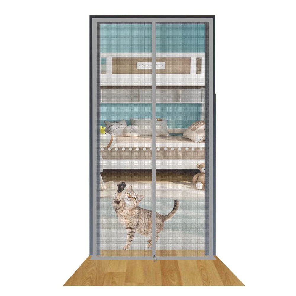 Thickened Cat Screen Door, Gray, 90 x 205 cm