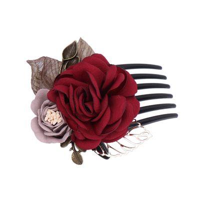 Two-Tone Fabric Flower Hair Comb for Updos