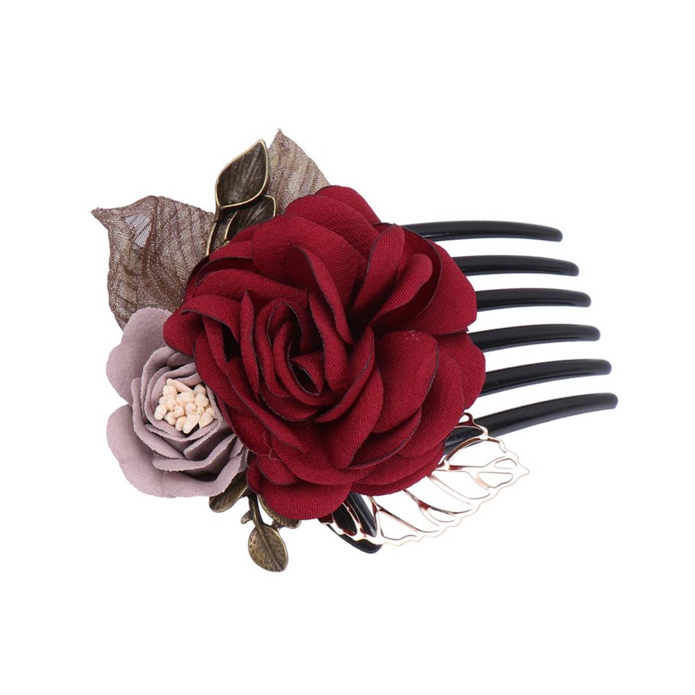 Two-Tone Fabric Flower Hair Comb for Updos