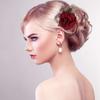 Two-Tone Fabric Flower Hair Comb for Updos view 2