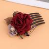 Two-Tone Fabric Flower Hair Comb for Updos view 4
