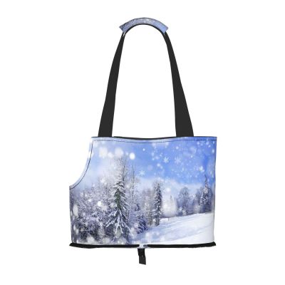 Small Dog Carrier Shoulder Bag with Winter Landscape