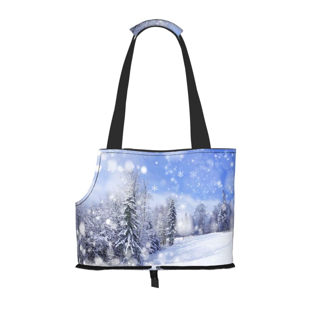 Small Dog Carrier Shoulder Bag with Winter Landscape
