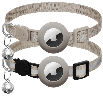 2-Pack AirTag-Compatible Cat Collars with Bells, Reflective Strips, Silicone Holders, and Safety Buckles