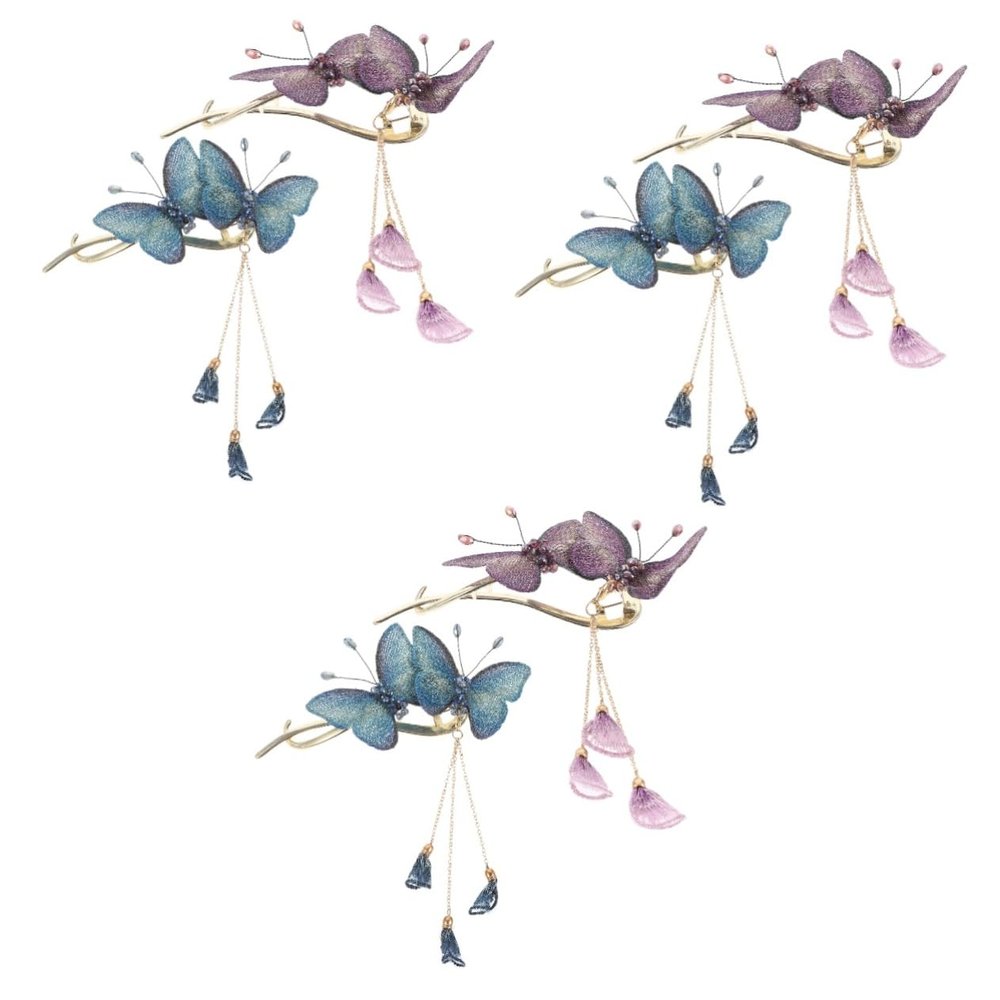 Housoutil 6-Piece Butterfly Hair Clips with Tassels, Colorful Hair Accessories for Women