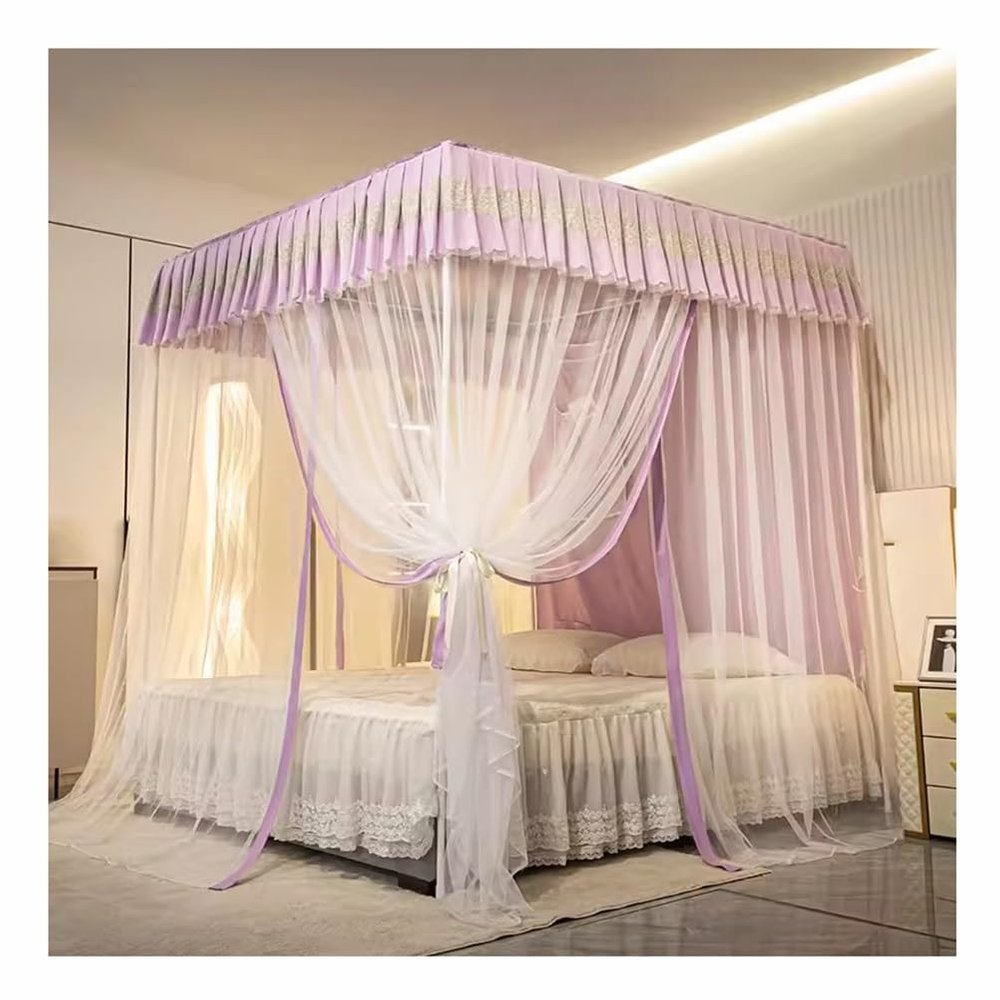 SZITW Purple Bed Canopy Mosquito Net, Soft Durable Canopy for Girls' Rooms, Tent Canopy, 200 x 220 x 200 cm