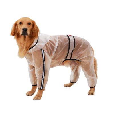 BT Bear Transparent Waterproof Four-Legged Dog Raincoat with Hood and Reflective Strips, 7XL