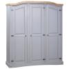 ARKEM Mexican-Style Pine Wood Wardrobe, 3 Doors, Gray view 1