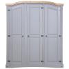 ARKEM Mexican-Style Pine Wood Wardrobe, 3 Doors, Gray view 2