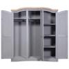 ARKEM Mexican-Style Pine Wood Wardrobe, 3 Doors, Gray view 3