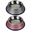 MONOJLY Stainless Steel Pet Food Bowl, for Food and Water, with Rhinestones and Non-Slip Rubber Base, 2 Colors view 2