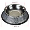 MONOJLY Stainless Steel Pet Food Bowl, for Food and Water, with Rhinestones and Non-Slip Rubber Base, 2 Colors view 4