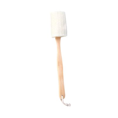 Angoily 2-Piece Natural Loofah Shower Brushes with Wooden Handles