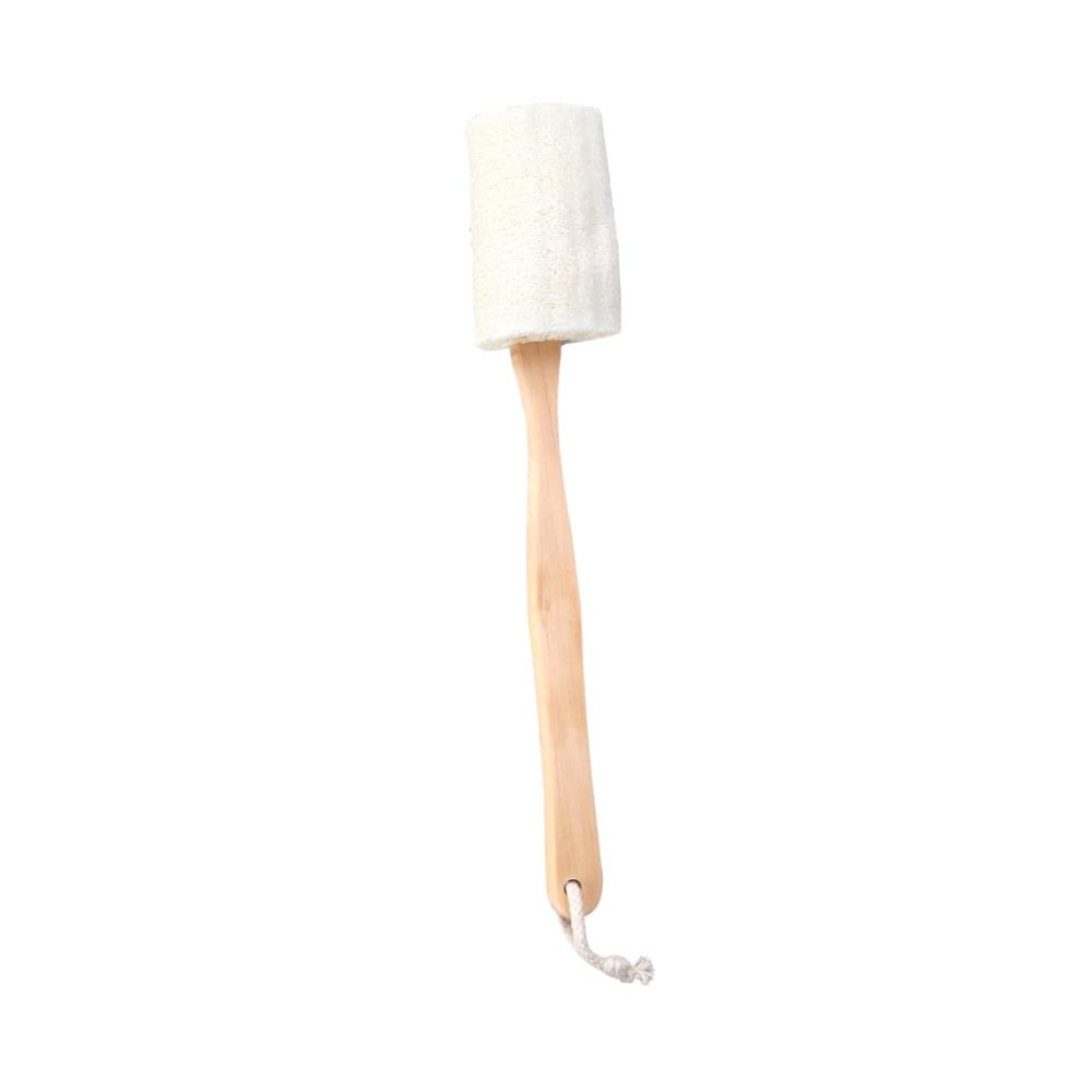 Angoily 2-Piece Natural Loofah Shower Brushes with Wooden Handles
