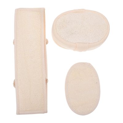 3-Pack Beige Loofah Bath Scrubbers