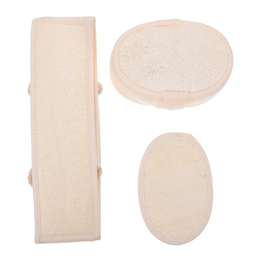 3-Pack Beige Loofah Bath Scrubbers