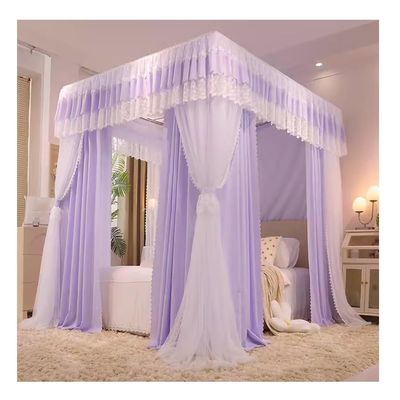 SZITW Bed Canopy Mosquito Net for Single or Double Beds, Purple and White, 180 x 220 x 210 cm