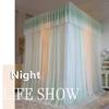 SZITW Bed Canopy Mosquito Net for Single or Double Beds, Purple and White, 180 x 220 x 210 cm view 3