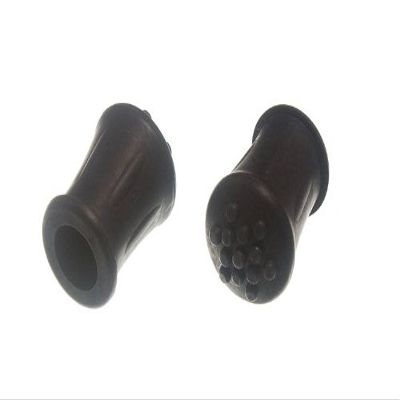 2 Black Rubber Walking Cane Tips, 12 mm Inner Diameter