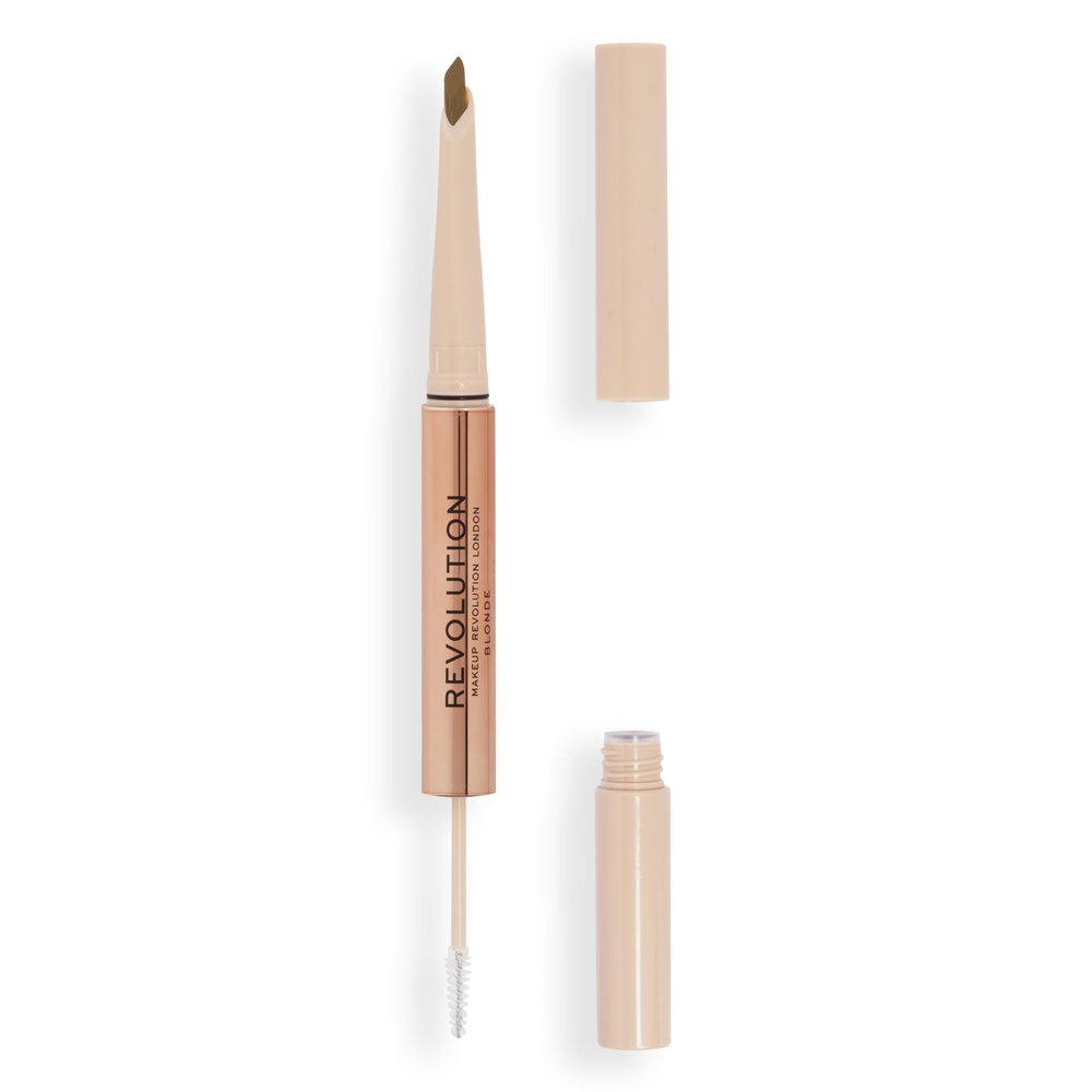 Makeup Revolution Fluffy Brow Filter Duo, Brow Pencil and Eyebrow Gel, Bronde, 1 pc