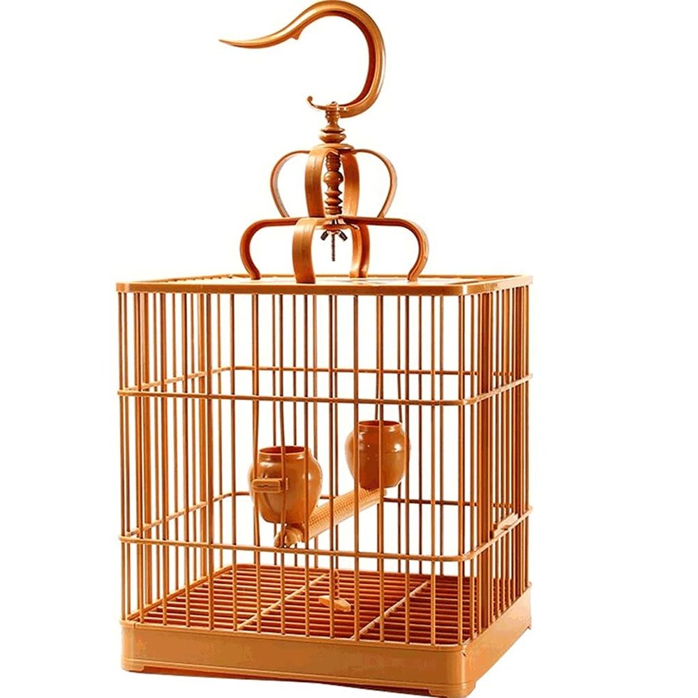 BanBe Square Bird Flight Cage with Rolling Stand, Brown