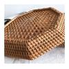 PTATT Rattan and Solid Wood Fruit Basket, Woven Storage Organizer, Brown-M view 3