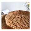 PTATT Rattan and Solid Wood Fruit Basket, Woven Storage Organizer, Brown-M view 4