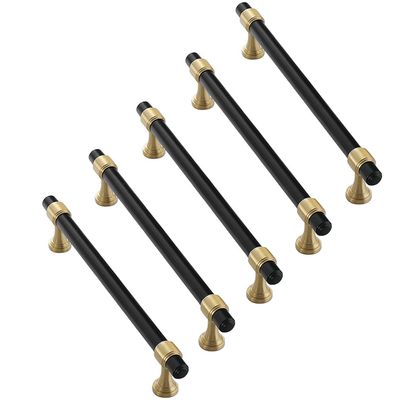 5-Pack Brushed Brass Cabinet Handles, 5 in, Gold