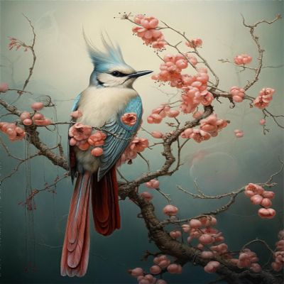 Taxpy Personalized Wall Art, Bird on Branch, 50 x 70 cm Canvas Painting for Nursery