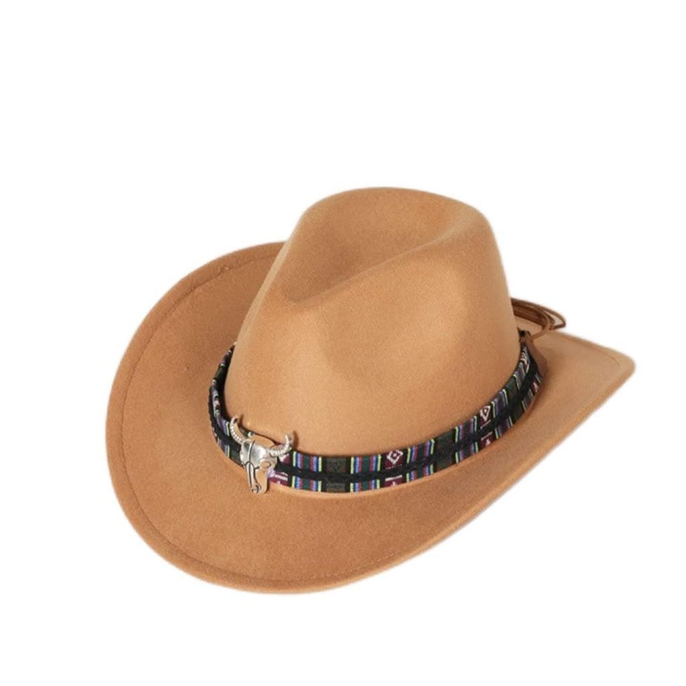 RajoNN Hats National Top Hat, Western Cowboy Hat, Wool Jazz Top Hat, Men's Ethnic-Style Felt Hat, Fall and Winter, Wide-Brim Hat