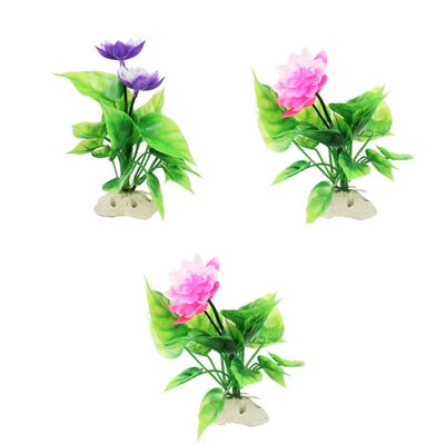 TOPBATHY Aquarium Decorations, 3-Piece Artificial Water Lily Flower Ornaments