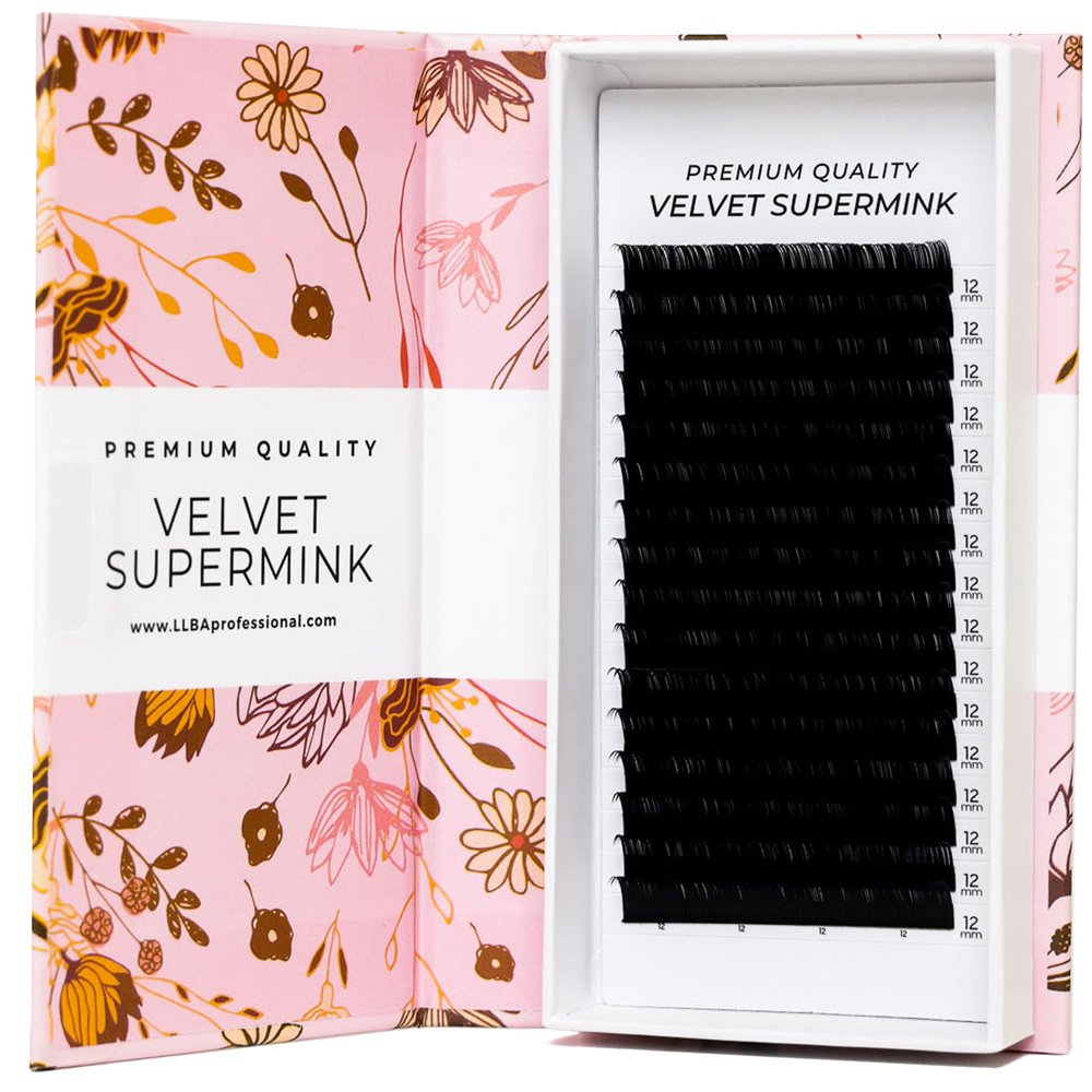 LLBA Super Mink Eyelash Extensions: Various Options, C-CC-D Curls, Mixed Box 7–15 mm (0.07 cc, 9 mm)