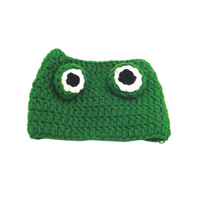 Hand-Knitted Green Cat Hat, Plush Pet Hat, S 22–24
