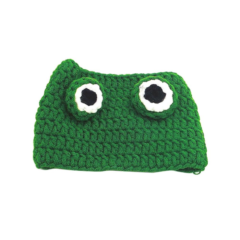 Hand-Knitted Green Cat Hat, Plush Pet Hat, S 22–24