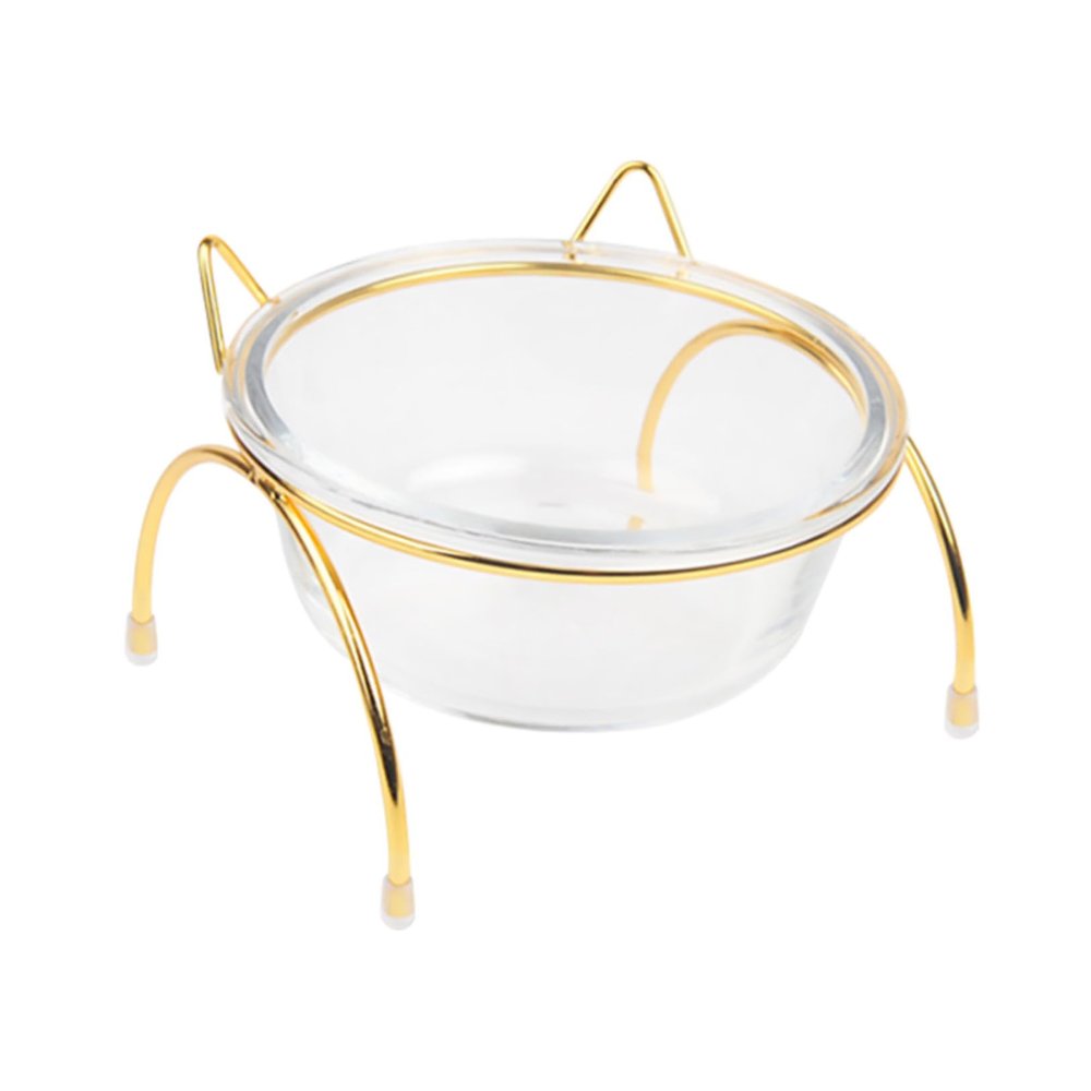 FRCOLOR Elevated Glass Pet Bowl with Slanted Design and Metal Stand