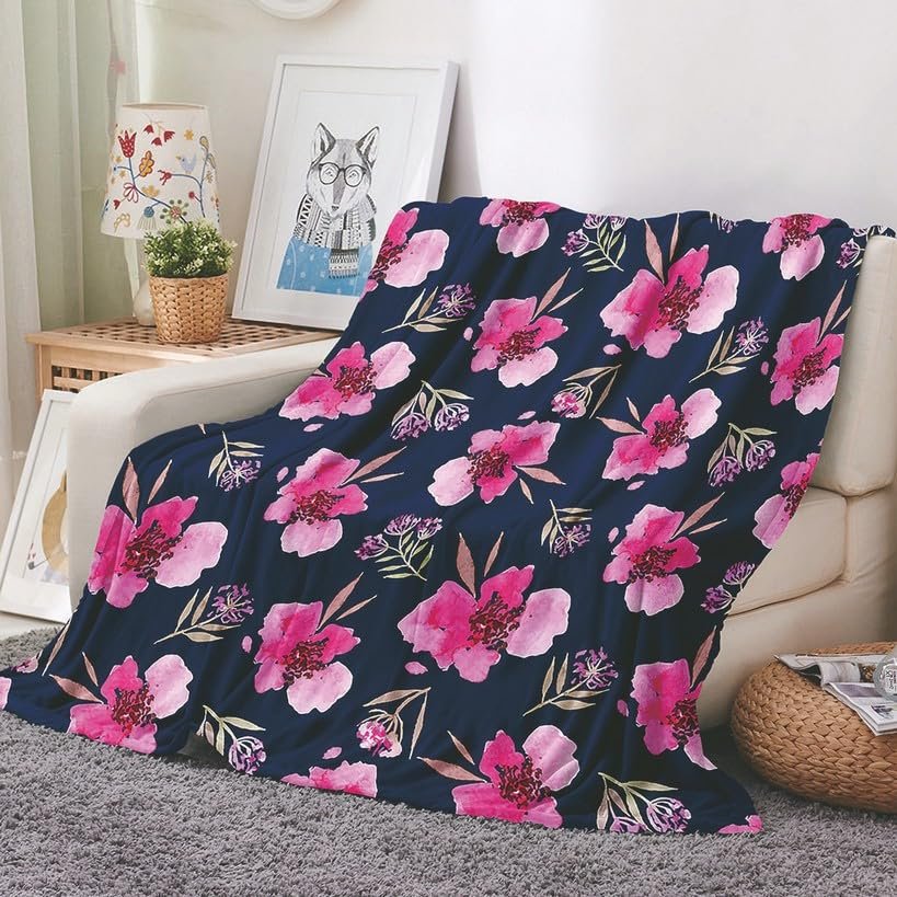 EHOMERY “Father for My Daughter” Cozy Flannel Blanket, Dark Purple, 150 x 100 cm