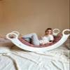 Climbing Arch from Age 2, XXL Montessori Wooden Rocker for Children and Adults, 150 x 60 x 75 cm (Pink Cushion, White) view 2
