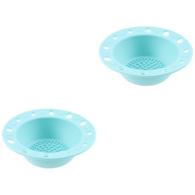 Housoutil 2-Piece Silicone Makeup Brush Cleaning Mat, Mint Green, Multifunctional Washing and Drying Bowl