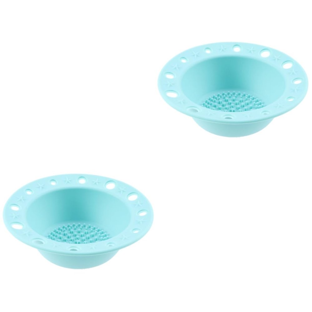 Housoutil 2-Piece Silicone Makeup Brush Cleaning Mat, Mint Green, Multifunctional Washing and Drying Bowl
