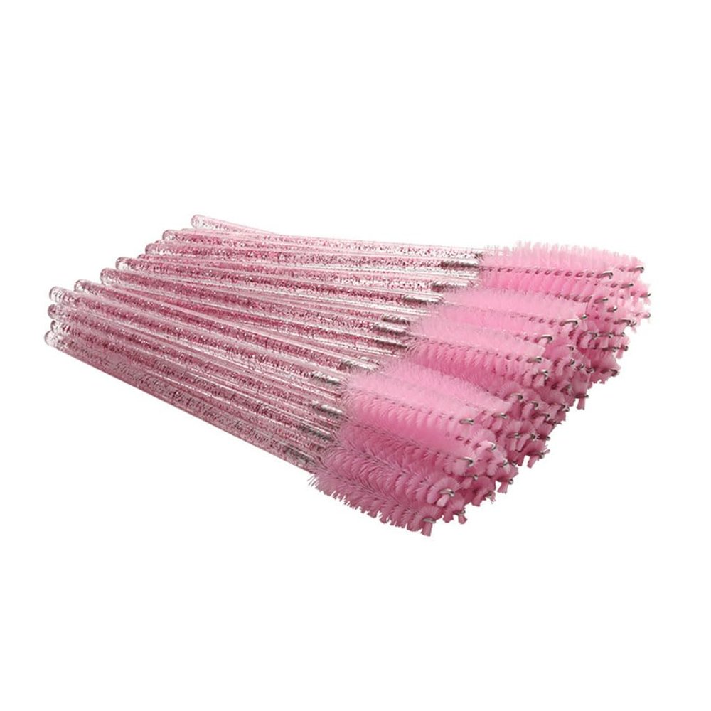 50-Piece Multicolor Eyelash Brush Set, Rose-Red Handles