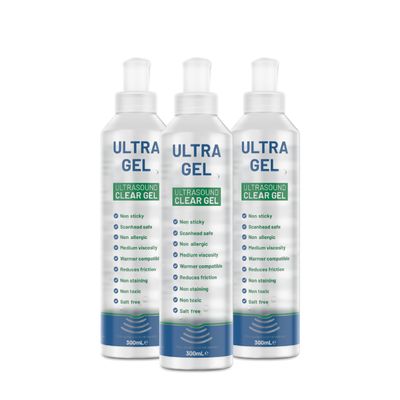 Electro Spyres Clear Ultrasound Gel | 3-Pack (3 x 300 mL Bottles) | Hypoallergenic | Non-Staining | Reduces Friction | Viscous | Safe for Scan Heads