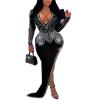 Nagfar Women's Rhinestone and Sequin Dress for Birthday Parties, Sexy New Year's Dress, Black, X-Large view 1